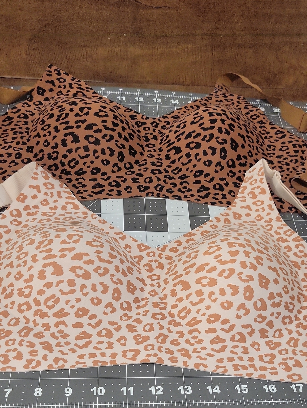 2 Women's  Leopard-Print Bras with Adjustable Straps